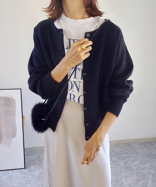 「andme」 「alma design」ニットカーディガン M グレー レディース_画像4