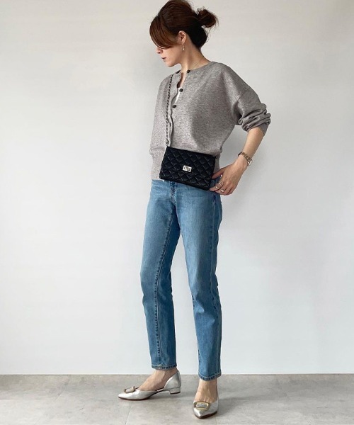 「andme」 「alma design」ニットカーディガン M グレー レディース_画像8
