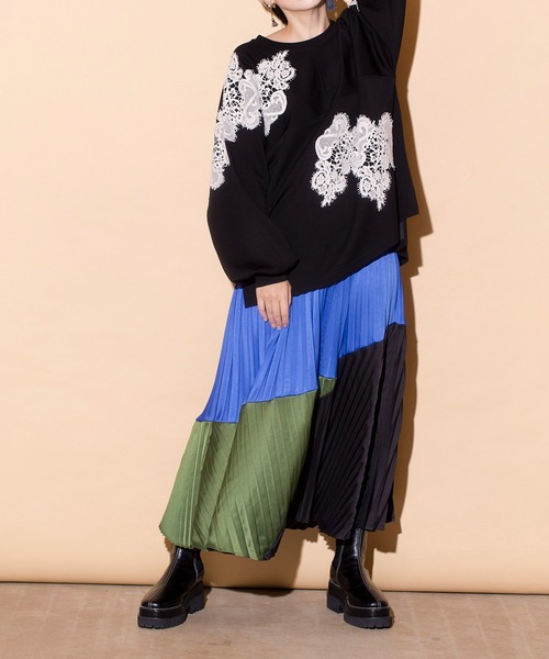 「OSMOSIS」 「loab」プリーツスカート ONE SIZE ブラック レディース_画像2