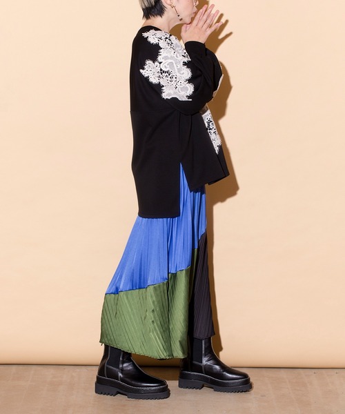 「OSMOSIS」 「loab」プリーツスカート ONE SIZE ブラック レディース_画像5