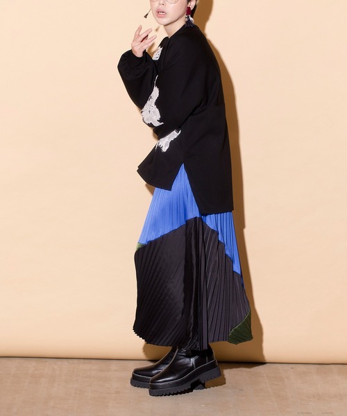 「OSMOSIS」 「loab」プリーツスカート ONE SIZE ブラック レディース_画像6