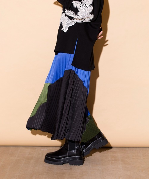 「OSMOSIS」 「loab」プリーツスカート ONE SIZE ブラック レディース_画像9