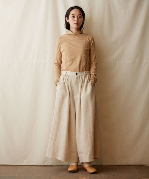 ikkuna ギャザードパンツ リネン100% IKKUNA（イクナ） ワイドパンツ パンツ wide legged pants／ワイド