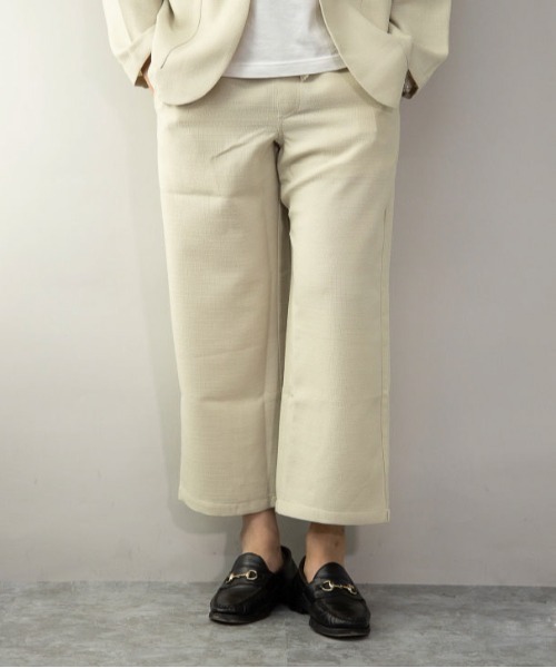 NO WAY パンツ フェイクリネン ワイド アンクルパンツ「Sa」「it