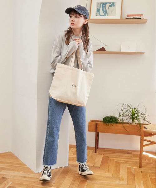 ANGIE トートバッグ 「A4サイズ収納可」ANGIE ロゴ 刺繍 トートバッグ