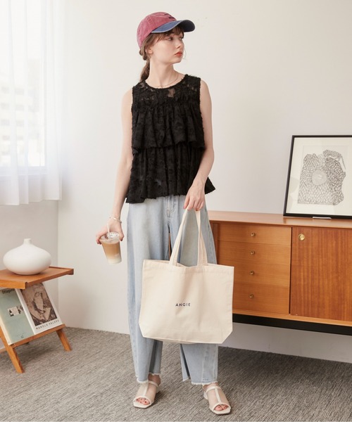 ANGIE トートバッグ 「A4サイズ収納可」ANGIE ロゴ 刺繍 トートバッグ