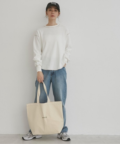 ANGIE トートバッグ 「A4サイズ収納可」ANGIE ロゴ 刺繍 トートバッグ