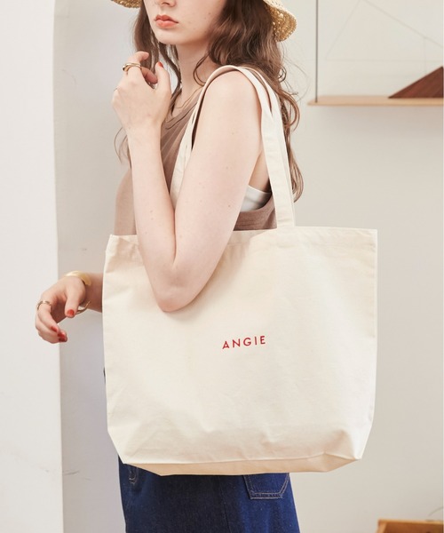 ANGIE トートバッグ 大きめ 「A4サイズ収納可」ANGIE ロゴ 刺繍 トート