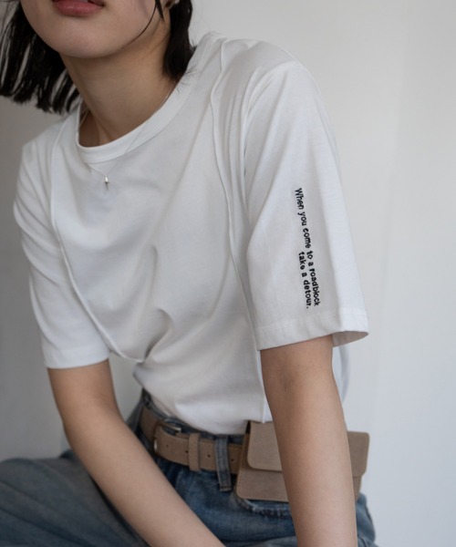 ※専用出品※ Tutuの出品です tシャツ ロゴ刺繍パイピングTシャツ レディース : ZOZOTOWN