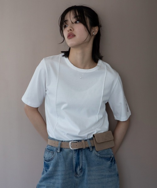 [ 洗える ] パイピングロゴTシャツ tシャツ ロゴ刺繍パイピングTシャツ レディース : ZOZOTOWN