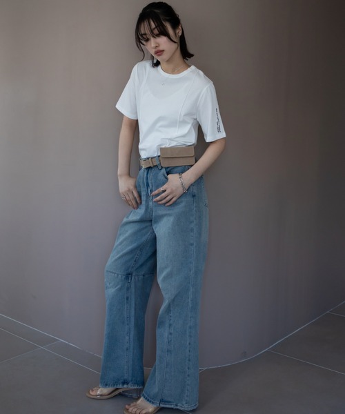 tシャツ ロゴ刺繍パイピングTシャツ レディース : ZOZOTOWN