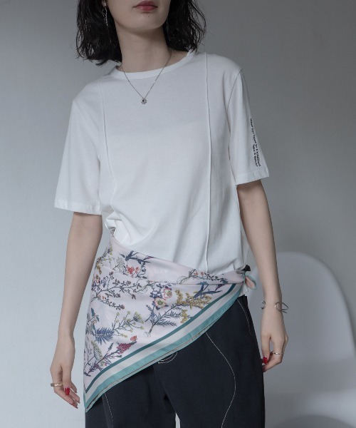 tシャツ 半袖 ロゴ刺繍パイピングTシャツ/新色追加 レディース