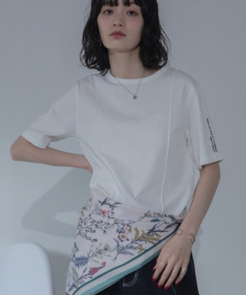 tシャツ 半袖 ロゴ刺繍パイピングTシャツ/新色追加 レディース