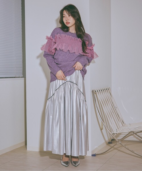 TODAYFUL - ezick  Around frill tulle ミックスニット　ニット Ezick（エジック）の「Around frill tulle ミックスニット