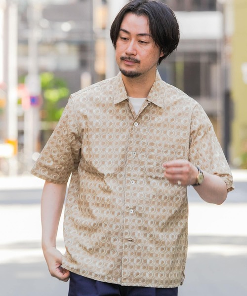 URBAN RESEARCH ROSSO MEN シャツ ジオメトリック柄オープンカラー半袖