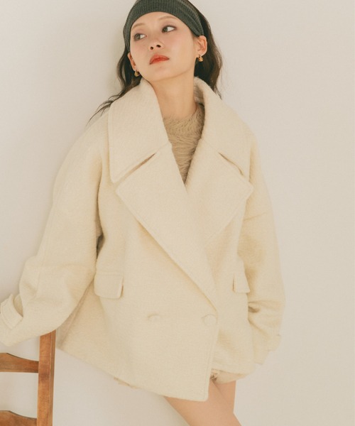 美品｜VANNIE U ｜ブークレビッグカラーコート｜オーバーコート｜完売カラー VANNIE U（ヴァニーユー） コート アウター ブークレビッグカラー