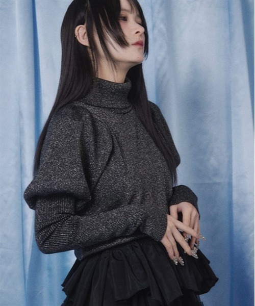 ニット セーター グリッターペプラムニット レディース Fickle Bebe ニット セーター グリッターペプラムニット