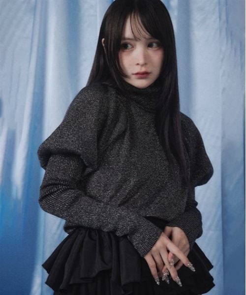 ニット セーター グリッターペプラムニット レディース Fickle Bebe ニット セーター グリッターペプラムニット