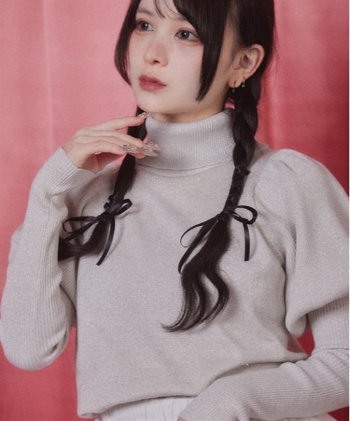 Fickle Bebe ニット セーター グリッターペプラムニット