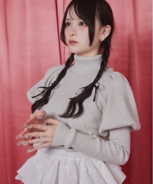 ニット セーター グリッターペプラムニット レディース Fickle Bebe ニット セーター グリッターペプラムニット