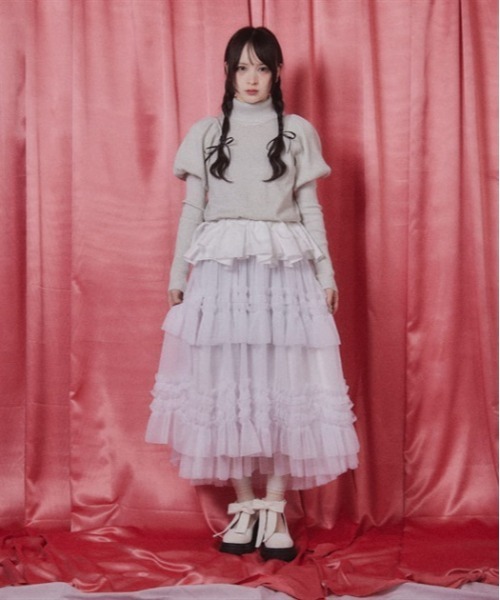 ニット セーター グリッターペプラムニット レディース Fickle Bebe ニット セーター グリッターペプラムニット