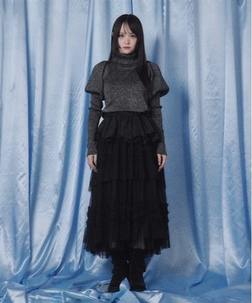 ニット セーター グリッターペプラムニット レディース Fickle Bebe ニット セーター グリッターペプラムニット