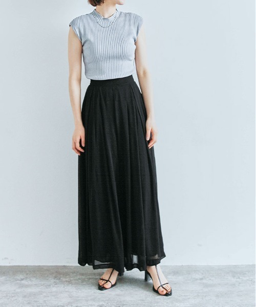 パンツ ウエスト タック シフォン ワイド レディース : ZOZOTOWN