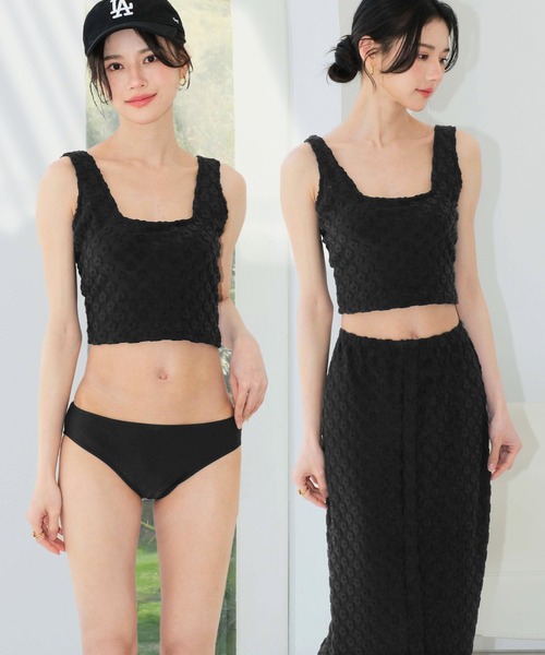 OSYAREVO（オシャレボ） 水着 フラワーパイル セットアップ 体型カバー