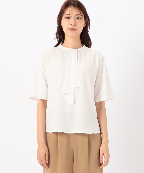 COMME CA ISM（コムサイズム） ブラウス シャツ 夏 半袖 ボウタイ風