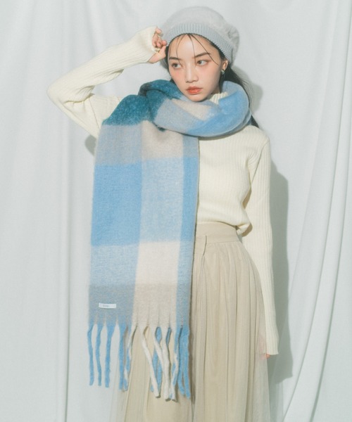 ECREL マフラー ストール マルチチェックボリュームマフラー