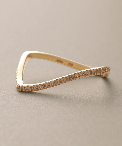 COCOSHNIK（ココシュニック） 指輪 リング K10ダイヤモンド S字