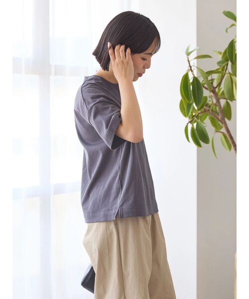 美品 エンフォルド スビン天竺サイドタックプルオーバー 完売品 ボタン 五分袖 AMERICAN HOLIC tシャツ カフタン5分袖カットプルオーバー