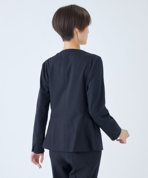 【SUIT SELECT】洗えるノーカラージャケット パンツスーツ セットアップ SUIT SELECT セットアップ 「オールシーズン」洗えるノーカラー
