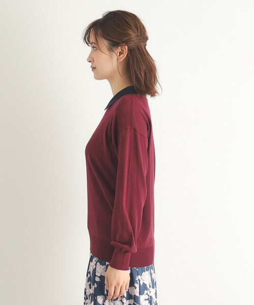 LAURA ASHLEY / ローラ アシュレイ 【4colors／Lサイズあり／コットン混／クレリックデザインあり】プルオーバーニット 4colors／Lサイズあり／コットン混／クレリックデザインあり