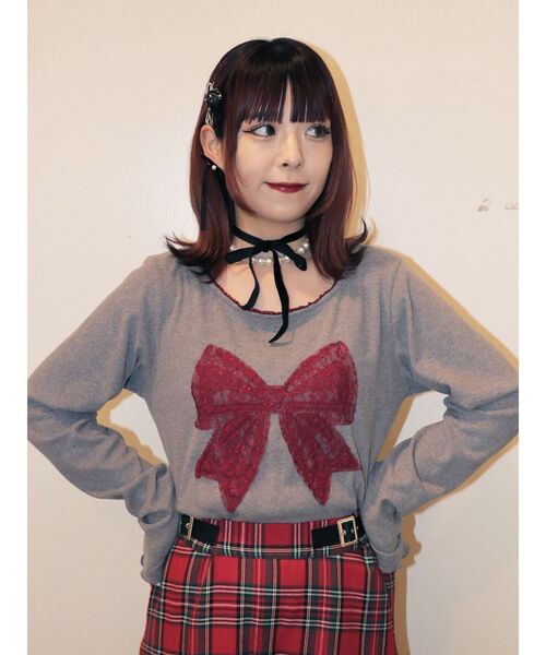 Tシャツ レースリボンモチーフトップス レディース - メルカリ