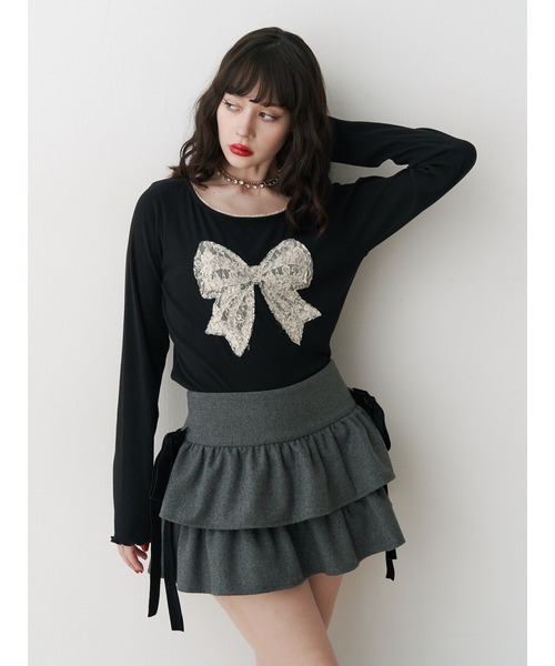 jouetie（ジュエティ） tシャツ レースリボンモチーフトップス