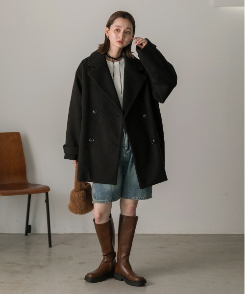 ad thie（アドティエ） ピーコート pコート シャギーコクーンミドル