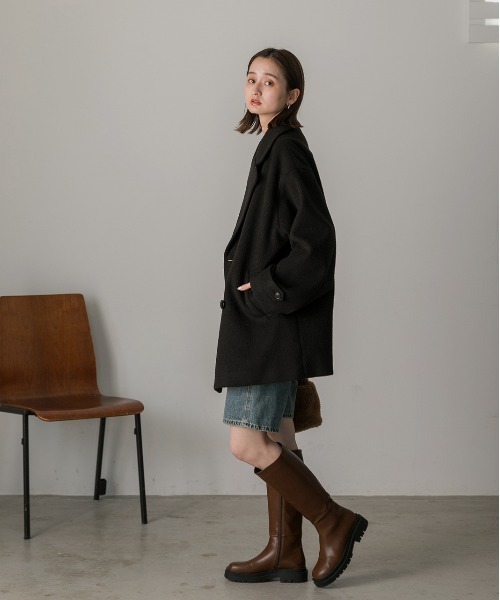 ad thie（アドティエ） ピーコート pコート シャギーコクーンミドル