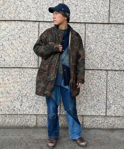 rebear by Johnbull パッチワークジャケット　ノーカラー　フリー rebear by Johnbull】パッチワークノーカラージャケット