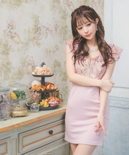 破格⭐︎キャバ・ドレス6着セット ビジュー フリル付き Tika ドレス キャバドレス フリル袖フラワーレースフロント