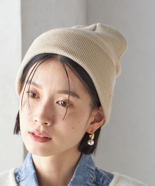 SHIPS（シップス） ニット帽 ニットキャップ ロゴ 刺しゅう ニット