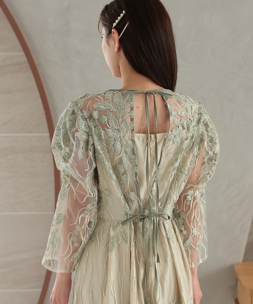 PREFERIR ドレス ボタニカル 刺繍レース 結婚式 パーティー