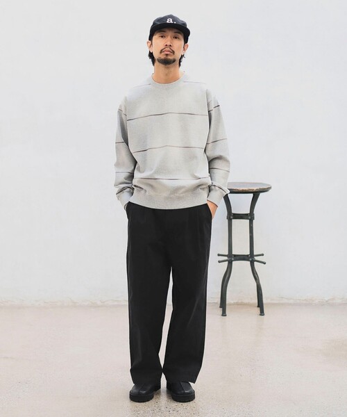 【新品】B:MING by BEAMS ワイド2プリーツチノ　ブラックL B:MING by BEAMS（ビーミング by ビームス）ウールライク