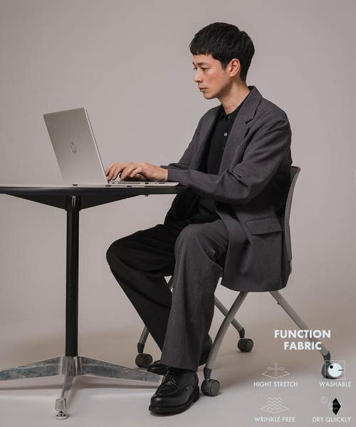 【美品】【M】T−JACKET ダブルブレスト　メランジテーラードジャケット EDIFICE ジャケット テーラードジャケット ”MULTI FUNCTION