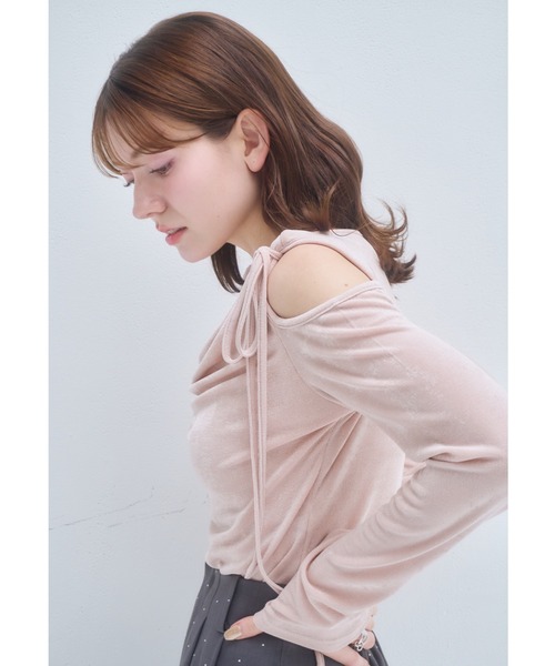 mellowneon tシャツ ドレープリボントップス レディース