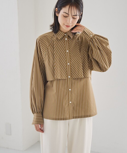RONEL ブラウス シャツ ストライプティアードブラウス レディース