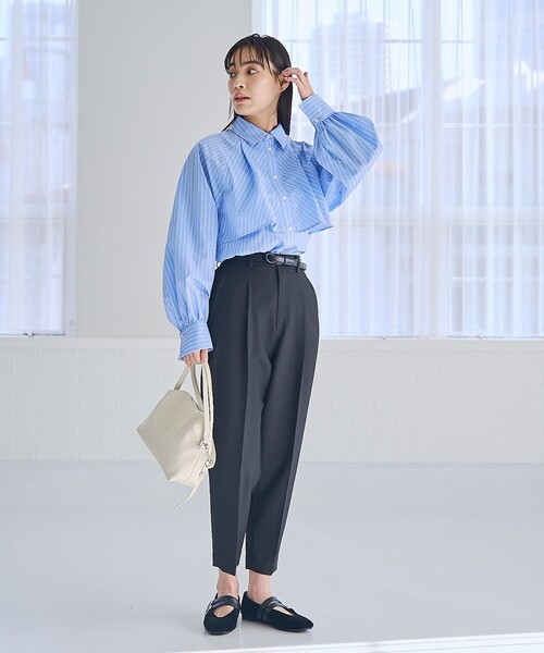 未使用美品 フェンネル タグ付き ストライプ ブラウス SCOT CLUB 