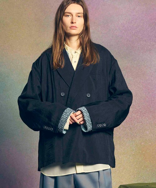 メゾンスペシャル　ジャケット　ブラック Wool Mix Prime-Over Double Tailored Jacket