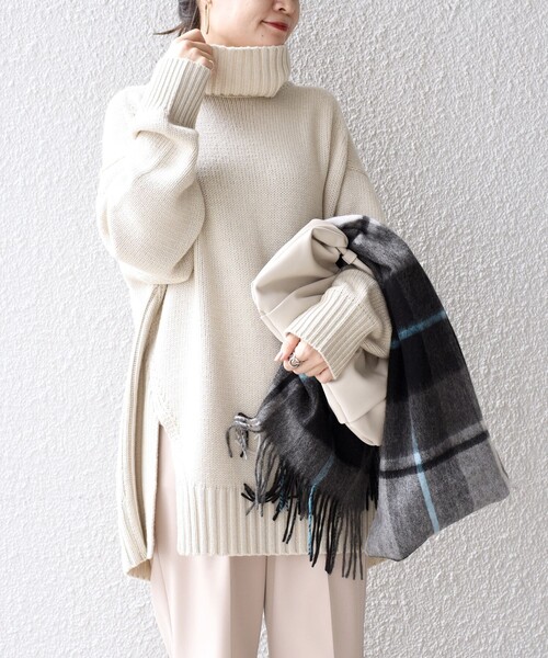 「SHIPS」 タートルネックニット MEDIUM ブルー レディース_画像4