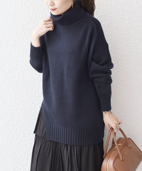 「SHIPS」 タートルネックニット MEDIUM ブルー レディース_画像5
